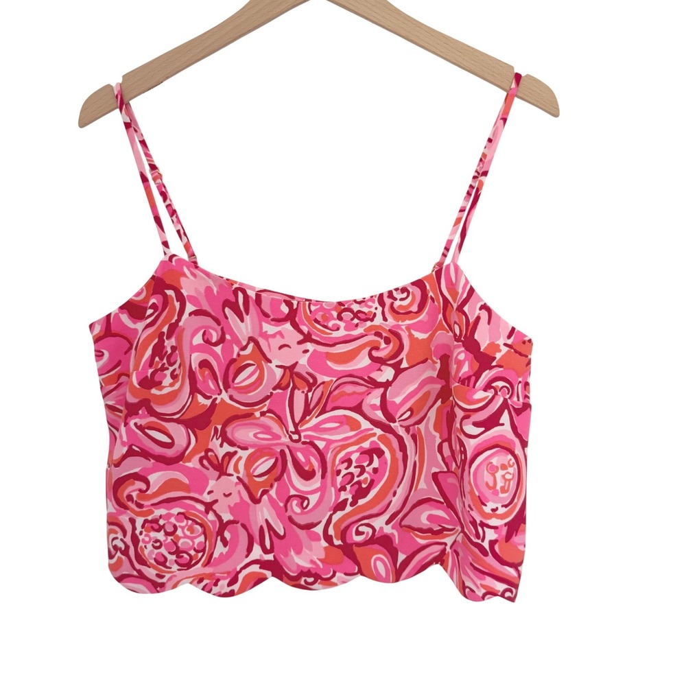 Lilly Pulitzer Ivy Crop Top Pink Pout Floral Mango Salsa Size 6